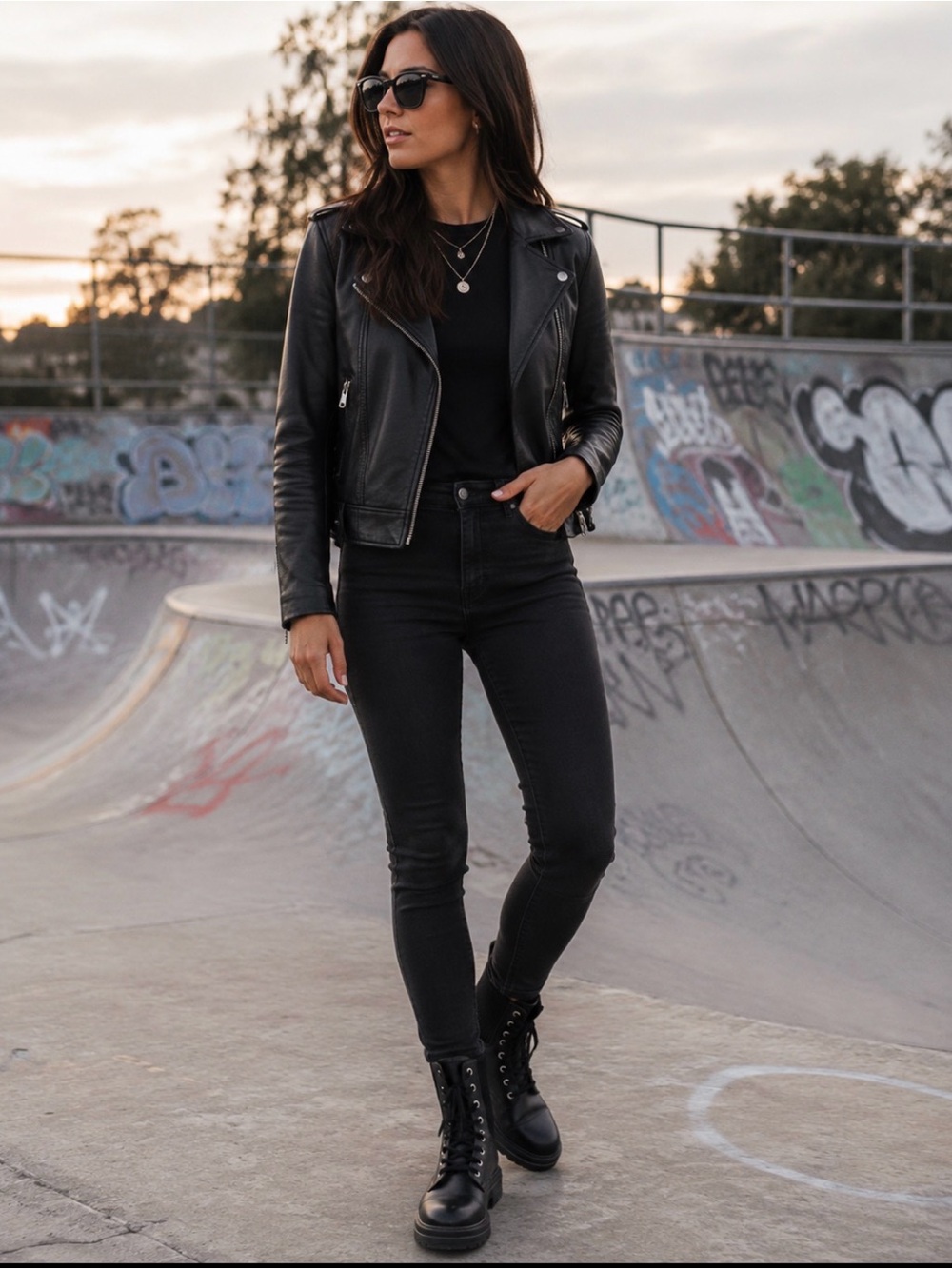 VANNI Black Lace-Up Combat Boots